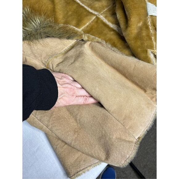 Vintage Y2K St. John’s Bay camel penny lane suede coat with fur trim size XL - Picture 12 of 13